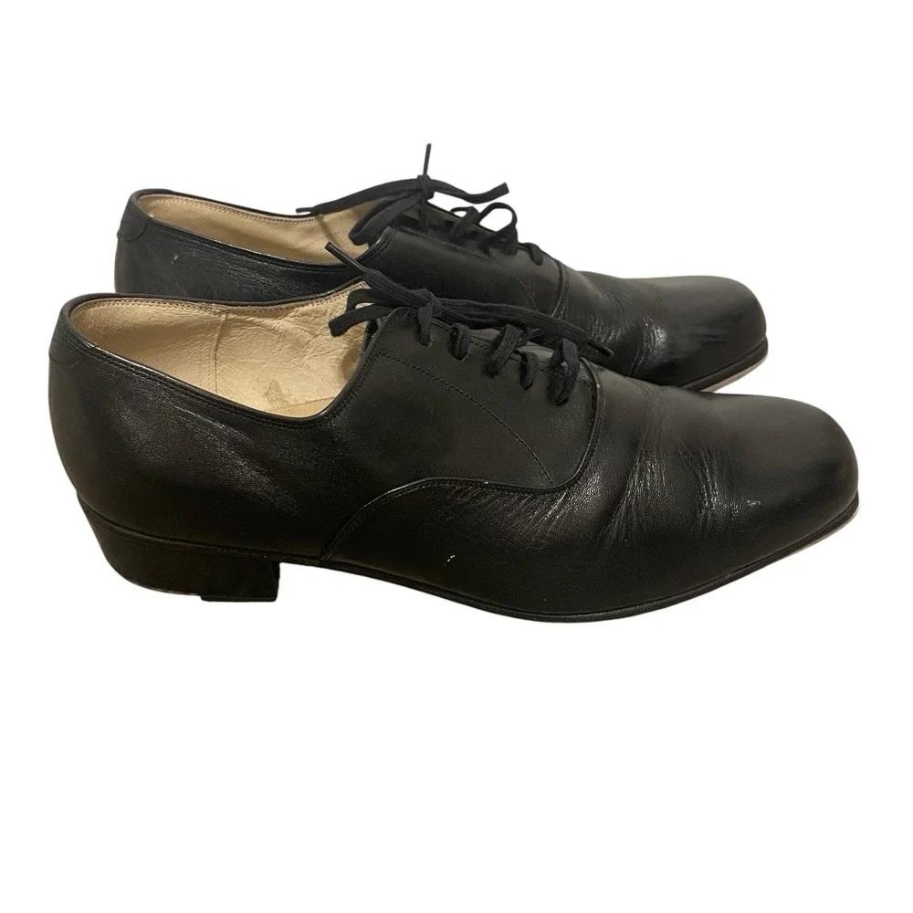 Vintage Chakott Dancing Men's Shoes Size 8.5 EU 26.5 Black Leather Made Japan